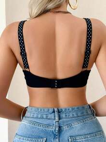 Đồ lót nữ gợi cảm, thân thiện với da, tôn vòng một, họa tiết chữ đen phối hợp, áo ngực dây chấm bi phong cách Pháp lãng mạn, giản dị, đa năng, quyến rũ, chống chảy xệ, nâng đỡ vòng một. - màu đen - Xem 3