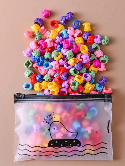 80 piezas Clips de pelo con cuentas de dibujos animados coloridos y lindos, accesorios de pelo para coleta dulces y geniales para mujeres