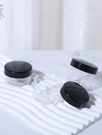 10pcs Round Plastic Cosmetic Can Set With Cover, Suitable For Storing Liquid, Cream, Samples, Gemstones And Diamond Jewelry