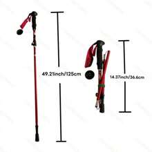 Lafei Red Aluminum Alloy Trekking Pole, Foldable Portable 3-Section Hiking Stick, Lightweight Anti-Slip Retractable Hiking Staff - Red - View 6