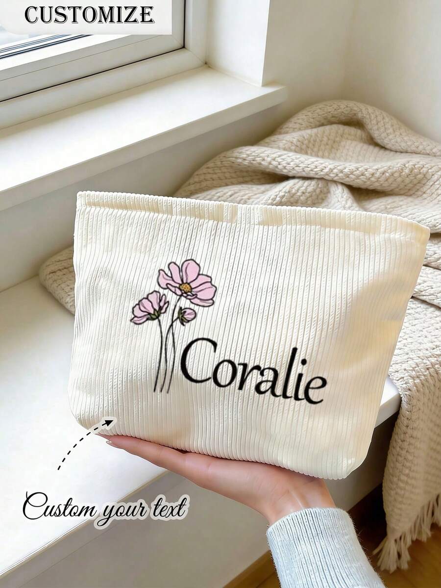 Customized Makeup Bag, Customized Cosmetic Pouch, Customized Letter Name Logo Storage Bag, Lightweight Zipper Makeup Bag, Personalized Gift - Multicolor - View 1