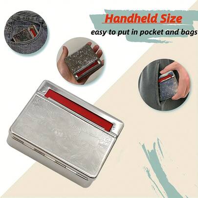 1 pezzo Rollatore di sigarette in metallo fatto a mano, compatto e portatile, design personalizzato, funzionamento manuale, senza bisogno di elettricità, accessori per migliorare il piacere del fumo