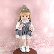 55厘米/22英寸 全乙烯基材质 金发仿真娃娃 真人转世娃娃 DIY发型伴侣玩具 圣诞礼物 - 彩色 - 查看 2