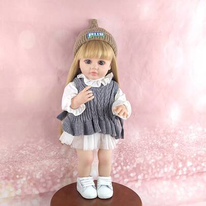 55厘米/22英寸 全乙烯基材质 金发仿真娃娃 真人转世娃娃 DIY发型伴侣玩具 圣诞礼物