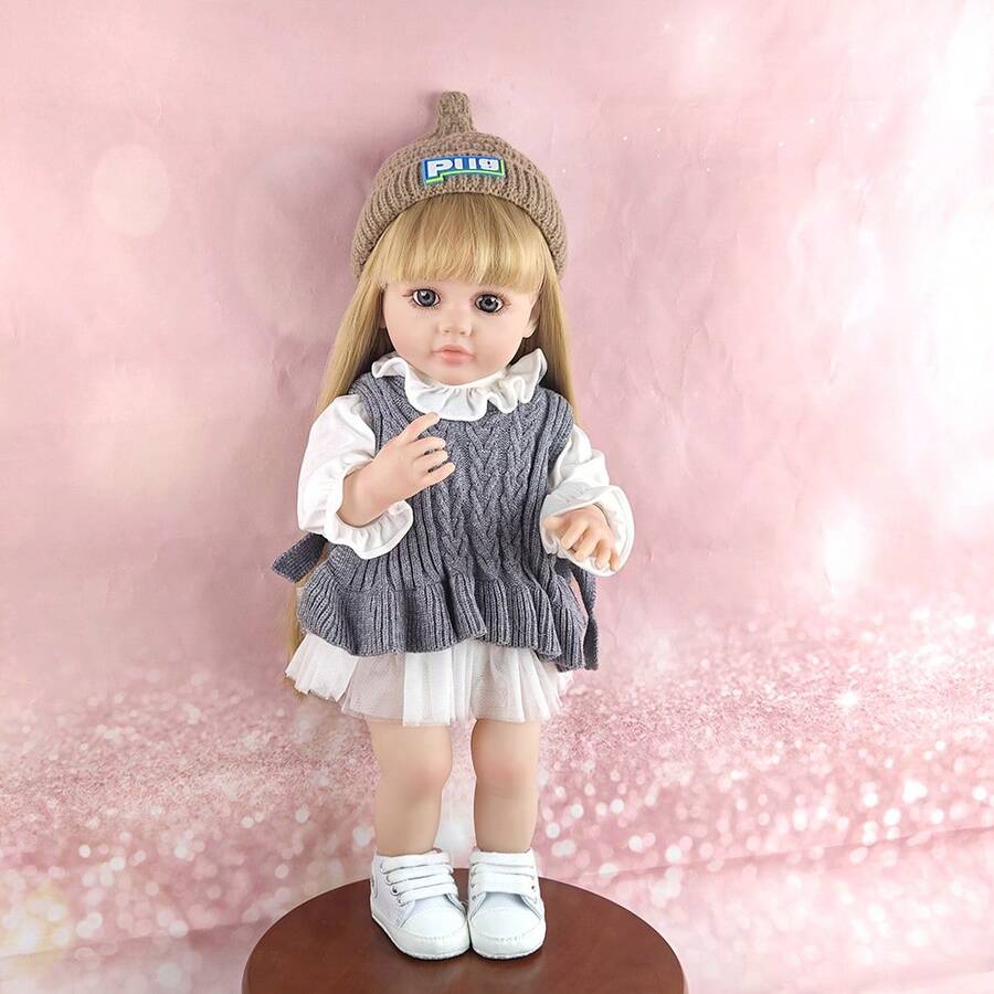 55厘米/22英寸 全乙烯基材质 金发仿真娃娃 真人转世娃娃 DIY发型伴侣玩具 圣诞礼物