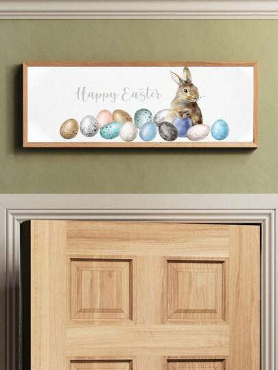 1pc Canvas Wall Art, Framed Wall Decor, Vintage Easter Bunny Prints, Over The Door Wall Decor, Horizontal Hallway Signs, Decorative Text For Entrance Or Bedroom, Easter Posters, Spring Posters, Entrance Decor, Valentine's Day Posters, Apartment Decor, College Style Art, Home Decor Aesthetics, Easter Gifts, Modern Easter Decor