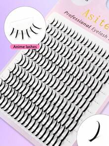Asiteo 200pcs D-Curl Thin Pointed Anime Eyelash Cluster, Cartoon Pointed Eyelash Individual Cluster, Fairy Individual Cluster Eyelash Extension - D - 查看 6