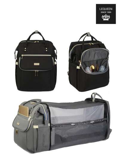  1pc LEQUEEN Mommy Bag, Oxford Cloth Backpack Diaper Bag, Multi-Function Maternity Bag With Changing Pad, Casual Outdoor Travel Nappy Bag