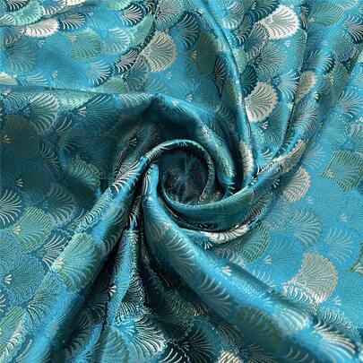 1pc Summer Green Gold Elegant Jacquard Fabric, Sold By Code - Exquisite Ginkgo Leaf Pattern, Suitable For Event Styling, Party Backdrop And Craft Decoration - Soft And Durable, Easy To Sew - Great For Home And Outdoor Projects, Length 36in/108in/180in, Width 29.53in, Weight 150g/Sqm