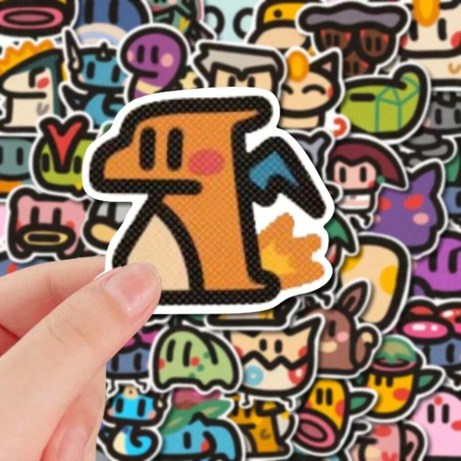100pcs Cute Stickers, Retro Style Stickers, Art Creation, Children's Gift, Suitable For Bicycle, Guitar, Notebook - Multicolor - View 1
