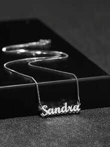 1pc Customized Double-Sided Stainless Steel Name Necklace | Elegant 18K Gold Plated, Personalized Calligraphy Font, Ideal Gift For Mom, Girlfriend, Grandma, Christmas And New Year - Multicolor - View 7