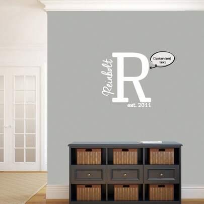 Adhesivo de pared personalizado con monograma del apellido familiar - Pegatina de vinilo con nombre personalizado para la entrada y la sala de estar - Decoración del hogar de estilo elegante de granja (solo pegatina)