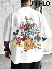 Disney UNIHLO Mickey  Print  Summer Casual Versatile Pure Cotton T-Shirt Suitable For Any Place - 白色 - 查看 1