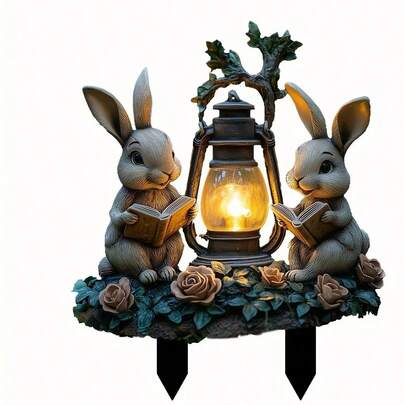 Cartoon Rabbit Animal Egg 2D Acrylic Waterproof Outdoor Yard Decor, Garden Stake Ornament