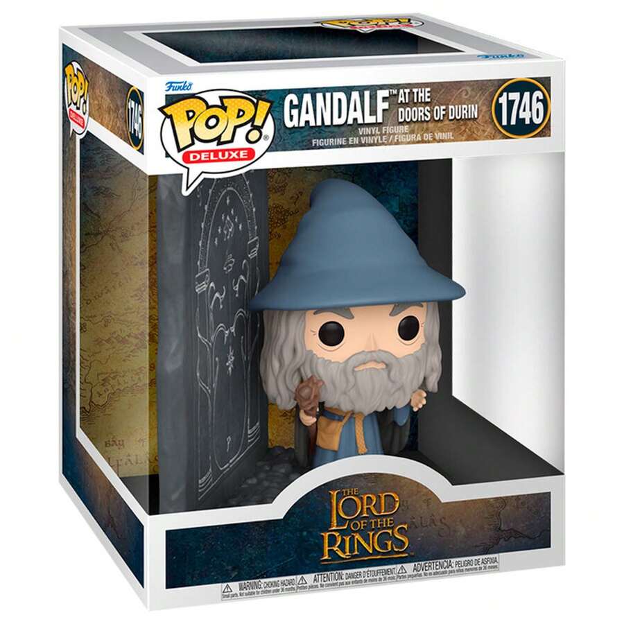 Funko POP Deluxe  Figure - Gandalf At  Of Durin No.1746 - Collectible Vinyl Figure 16.5cm - Grey Wizard With Staff And Doors Of Moria - Official License - Multicolor - View 1