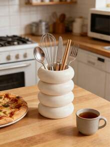 1 pieza/Set Estante de almacenamiento de utensilios de cocina estilo bohemio, lindo recipiente ondulado para encimera, organizador de cocina moderno y ahorrador de espacio, recipiente decorativo duradero, perfecto para almacenamiento y exhibición elegante en la cocina moderna - Multicolor - Ver 8