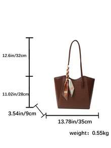 2026 New Large Capacity Women's Shoulder Bag With Scarf, Commuter Handbag, Elegant Versatile Casual Tote Bag - Coffee Brown - View 5