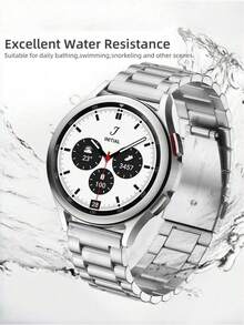 1条时尚银色三珠金属智能手表表带，兼容三星智能手表，通用20mm/22mm不锈钢表带，适用于Galaxy Watch 7/6/5/4/3（40mm/44mm）、Galaxy Active 2（40mm/44mm）、Gear S3、Galaxy Watch 3（42mm/46mm）。 - 銀色 - 查看 3