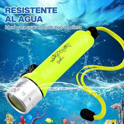 1 Pieza Linterna de Buceo LED Profesional de Alta Potencia, Impermeable IPX8, Luz Submarina Portátil con Correa, para Buceo, Snorkel, Pesca Nocturna, Camping y Senderismo, Linterna Táctica Resistente ABS