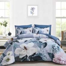 Floral Comforter Set King Size 7 Piece, Purple Flower Bed In A Bag, Elegant Floral Comforter With Sheet Set, Soft Microfiber Bedding Set For All Season (Purple, 104"X90") Home Decor Room Decor Bedroom Decor Bed Comforter Set Mothers Day Gift Wedding Decorations. - Purple2 - 查看 10