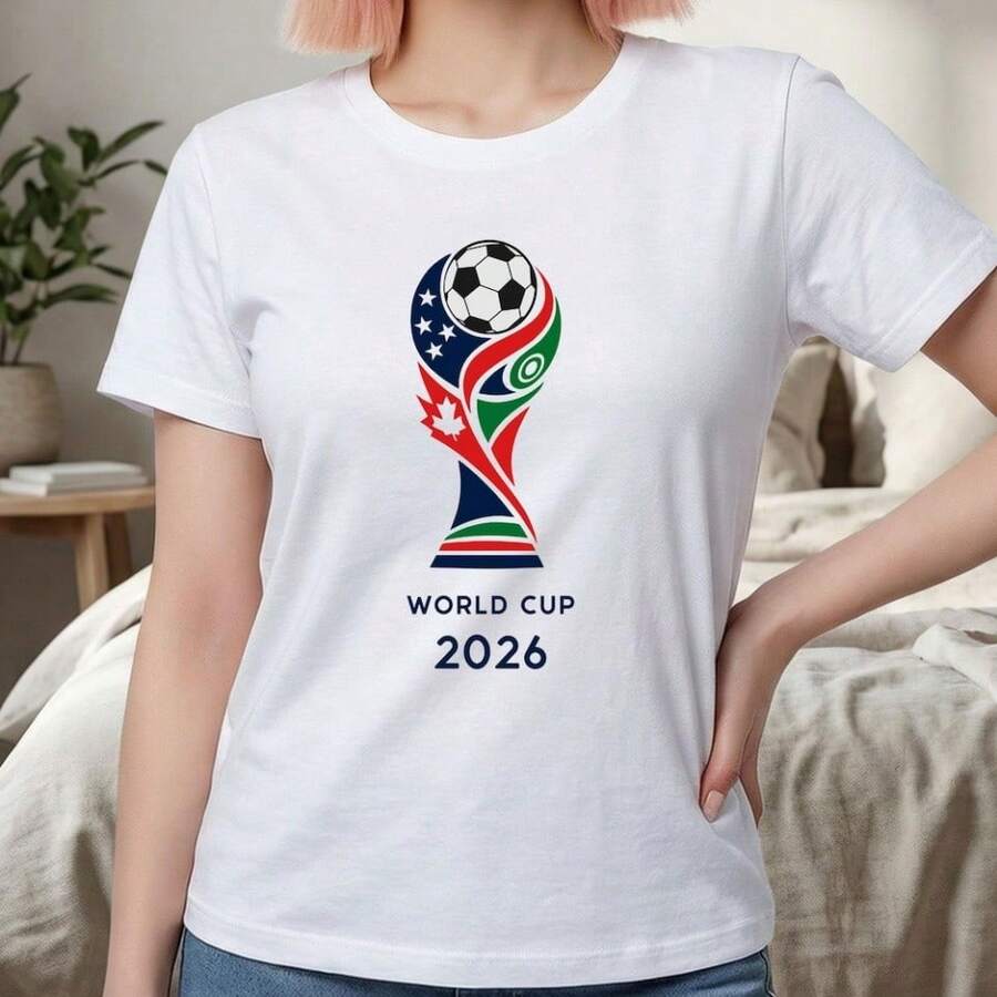 World Cup 2026 Shirt, Soccer Fun Tee, USA Canada Mexico Football - 白色 - 查看 1