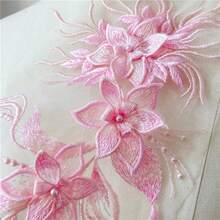 1Pc Flower Pearl Embroidery Applique Patch Sew On Hat Clothes For DIY Lace Fabric 47*16CM - Multiple Styles - View 4