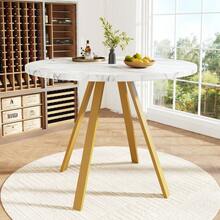 Dining Table & Chair Sets - White+Gold + MDF+Metal + Velvet + Seats 4 - View 5