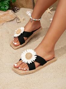 Women's 2025 Spring/Summer New Fashion Elegant Classic Outdoor Non-Slip Wear-Resistant Bow Tie Open Toe Slippers, Beach Vacation Casual Sandals - Multicolor - View 3