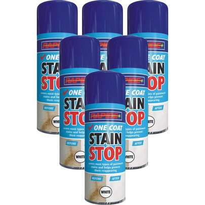6 X 400ML Stain Stop One Coat Blocker Aerosol Spray Damp Mould Prevention Paint