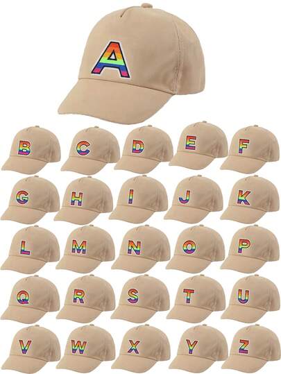 1 pieza Gorra de béisbol con letras del alfabeto arcoíris para niños, gorra de golf ajustable para bebés, sombrero de sol para niños y niñas de 1 a 3 años