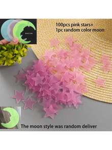 100pcs/40pcs Colorful Glow-In-The-Dark Mini Stars With 1pc Moon, Wall Sticker Star Decals, 3D Luminous Star Stickers For Bedroom Ceiling Wall Decor, Home Art Decoration (Moon Color Sent Randomly) - Multicolor - View 16