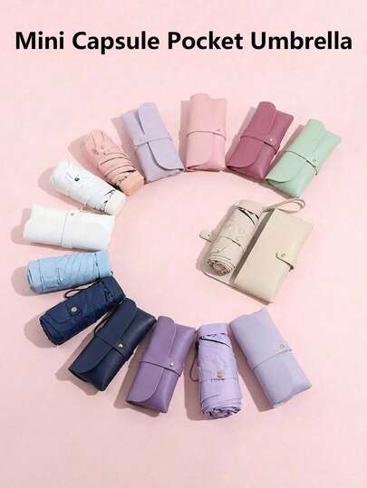 Mini hopfällbart paraply, vattentätt och bärbart reseparaply i fickformat, solparasoll, UV-skyddande paraply för damer, mini 2-i-1 sexfaldigt superlätt bärbart paraply, mini-reseparaply, bärbart paraply med dubbel användning, vindtät, 99 % UV-skydd