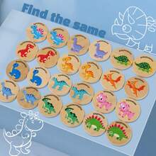 多彩彩虹木制恐龙配对记忆游戏，蒙特梭利益智玩具，适合幼儿、儿童、婴儿、学前班、旅行、生日、圣诞节、返校季，锻炼精细动作技能、专注力、手眼协调能力 - 彩色 - 查看 3