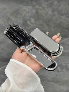 1 buah Sisir Lipat Warna Perak dengan Cermin, Sikat Rambut Portabel dan Ringkas, Alat Tata Rambut Salon, Produk dan Aksesori Perawatan Rambut, Cocok untuk Sekolah, Perjalanan, dan Perlengkapan Liburan - MultiWarna - View 4