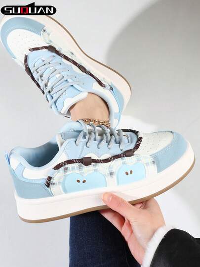 2026新款女士可爱爱心装饰厚底运动鞋，马卡龙色可选，卡通设计，时尚舒适，百搭甜美风休闲及约会装扮