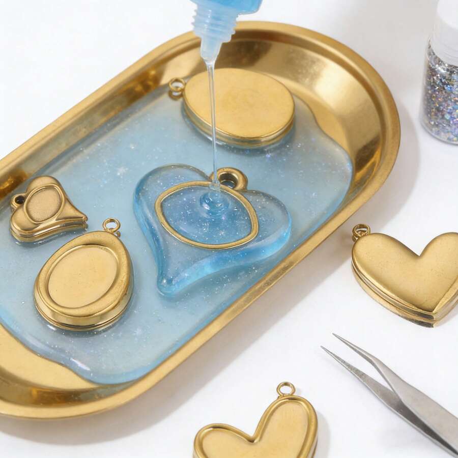 1/5pcs Stainless Steel Pendants Base Trays Bezel Blank Resin Cameo Cabochon Frame Pendant For Jewelry Handmade Materials Supplies - Yellow Gold - View 1