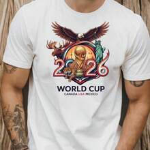 World Cup 2026 Shirt, Canada Mexico USA TShirt, Football Fan Gift, Soccer Mascot Tee 2026 - trắng - Xem 1