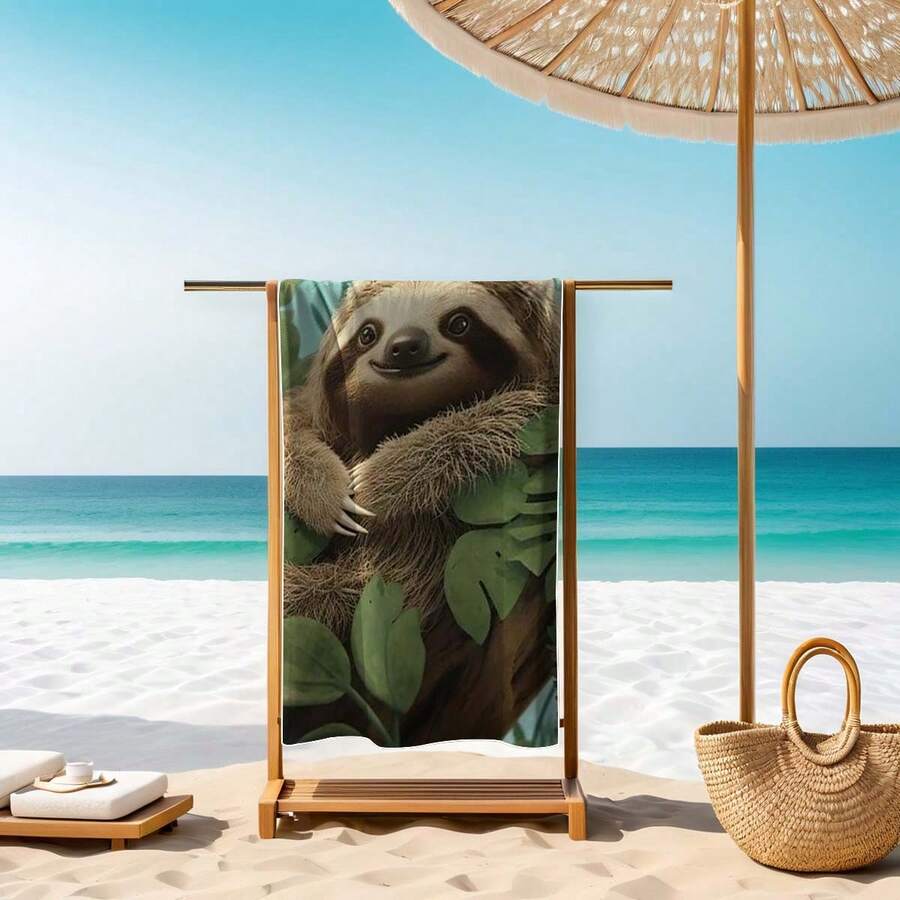 Extra Large Quick-Dry Beach Towel With Cute Sloth Design - Sand-Free And Lightweight, Suitable For Travel, Camping, Swimming Pool And Bathing - A - View 1