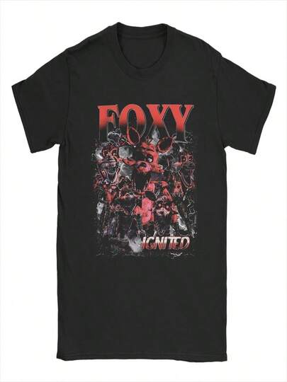 2026 New FNAF Game Peripheral Pure Cotton T-Shirt, Men's And Women's Summer Fashion Casual Short-Sleeve Shirt, Street Style Outfit (18), Easter, Spring, Casual Women's Clothing