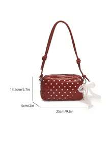波点波士顿手提包，时尚百搭新款蕾丝风格女士单肩包 - 紅色 - 查看 10