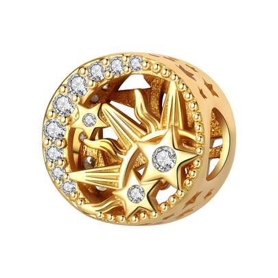 CYMYSS 1pc 18K Gold Plated Hollow Five-Pointed Star Design Zirconia Embedded Vintage Style Ring, Gift For Women On Valentine's Day/Birthday