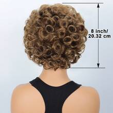 8 Inch Synthetic Brown Curly Short Wig - Rose Hairstyle Design Women's Wig Made Of High-Temperature Fiber And Inner Mesh Net - Brown - View 9