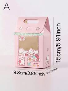3/6/12/24 piezas Bolsas de regalo con ventana de dibujos animados lindos, cajas pequeñas para galletas, contenedores de caramelos de colores, cajas de regalo de fiesta portátiles, adecuadas para volver a la escuela, cumpleaños, boda, graduación, fiesta de verano - Multiocasión - Multicolor - Ver 22