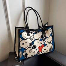 SNOOPY 1个可爱卡通心形帆布手提袋，完美礼物，感恩节家庭出游手提包，返校用品，文具，花生收藏家理想礼物 - 彩色 - 查看 4