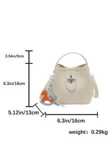 Dedoo 女士早春荔枝纹软皮经典水桶包，金属十字锁扣设计，百搭、温柔休闲风格，适合通勤、约会、下午茶等场合——手提/斜挎两用包 - 白色 - 查看 6