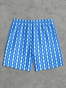 Men's Vacation Style Beach Shorts, Men's Classic Striped Pattern Casual Shorts - Multicolor - View 5