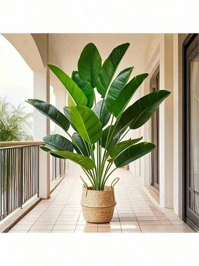 天堂鸟仿真植物假树假香蕉叶植物，热带棕榈树盆栽，家居室内现代装饰，自然装饰，大型逼真叶片