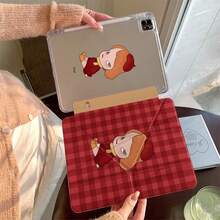 奈良美智红色格子图案扁平保护套，兼容苹果第11代、第12代平板电脑、Pro 2025新款、Mini 6时尚款、Mini 7可爱款、第10代Air 7/6、11英寸平板电脑，男女通用。 - 紅色 - 查看 2