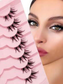 Waloshow 7 Pairs 5-10mm Length Messy Cat Eye Lashes, Cute & Petite, Suitable For Daily Wear, Dates, Vacations, Natural Makeup - Black - View 11