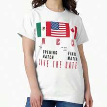 2026 World Cup Opening & Final – Azteca Stadium Mexico & MetLife Stadium USA – Football Design With Mexican, Canadian & US Flags Classic T-Shirt - trắng - Xem 1